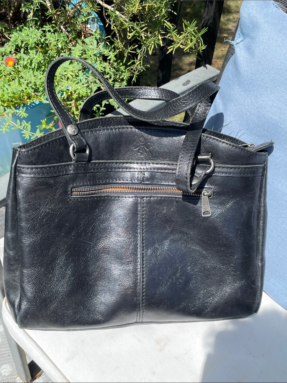 Black Leather Tote Handbag - Classic Women's Bag